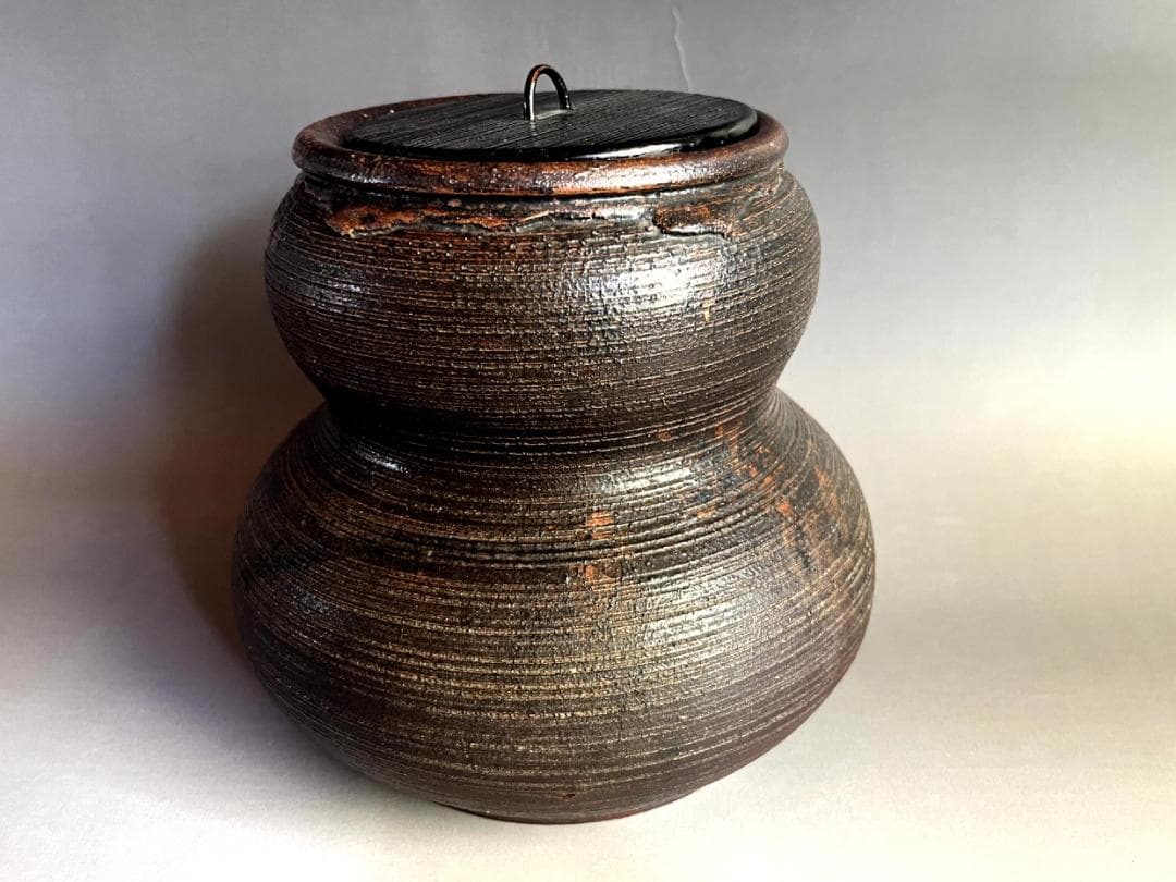 水指■古備前焼 江戸中期 権兵衛 瓢箪形水指 得誉代？お茶道具 時代物 骨董品■