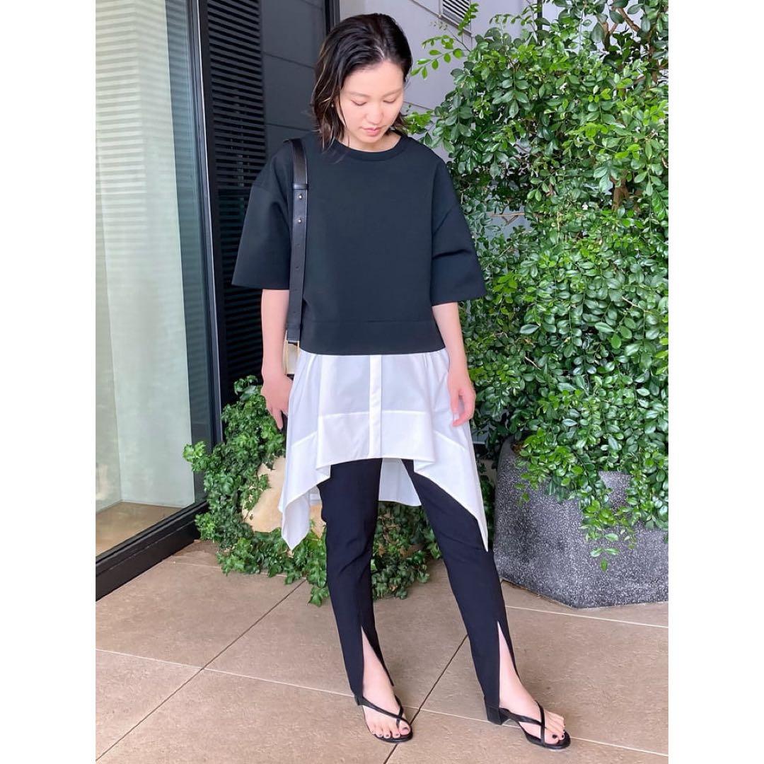 LE PHIL×eclat ジャージーコンビカットソー ブラック×ホワイト