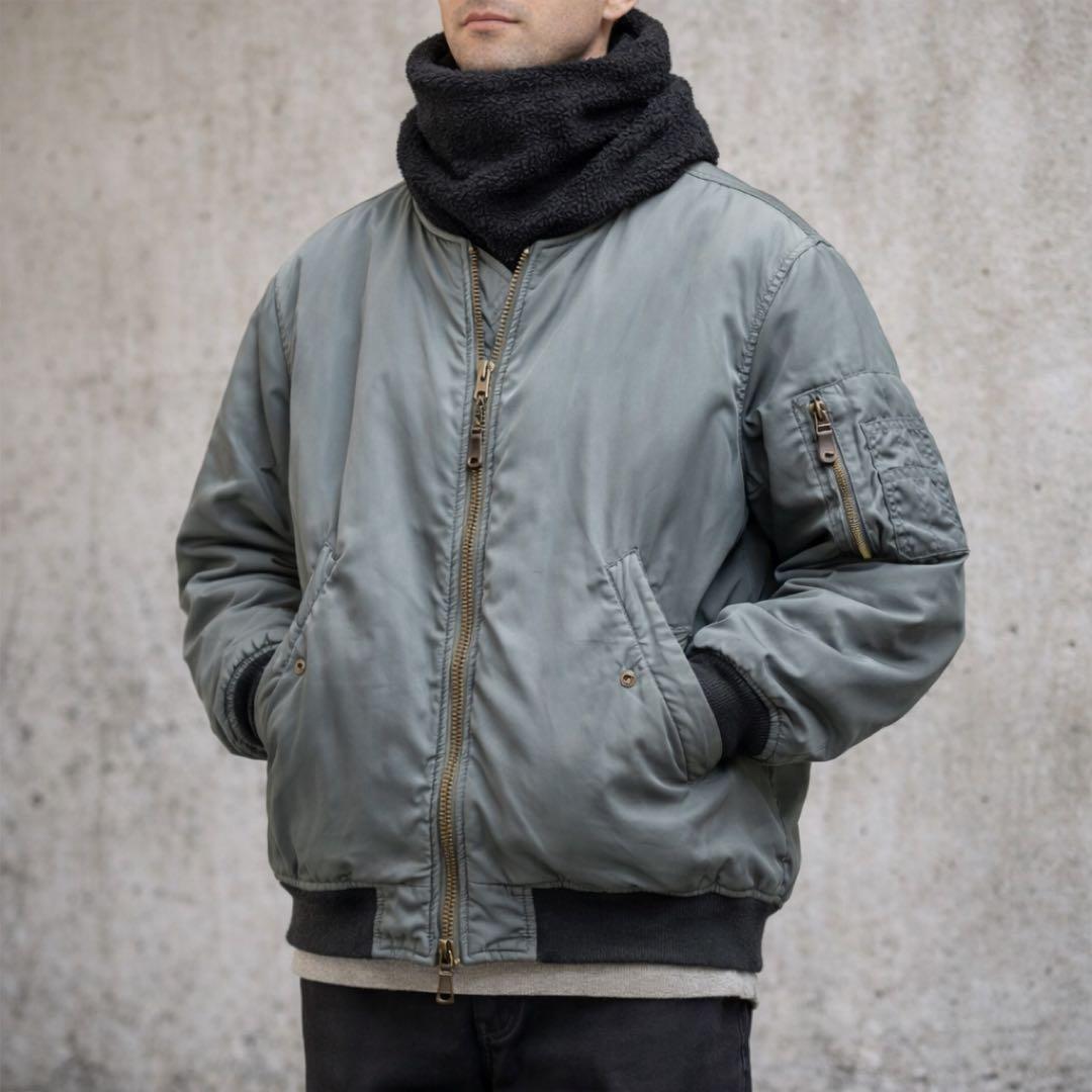 ユーロ古着　MA-1 FLYING TIGER ブルーグリーン　Lサイズ