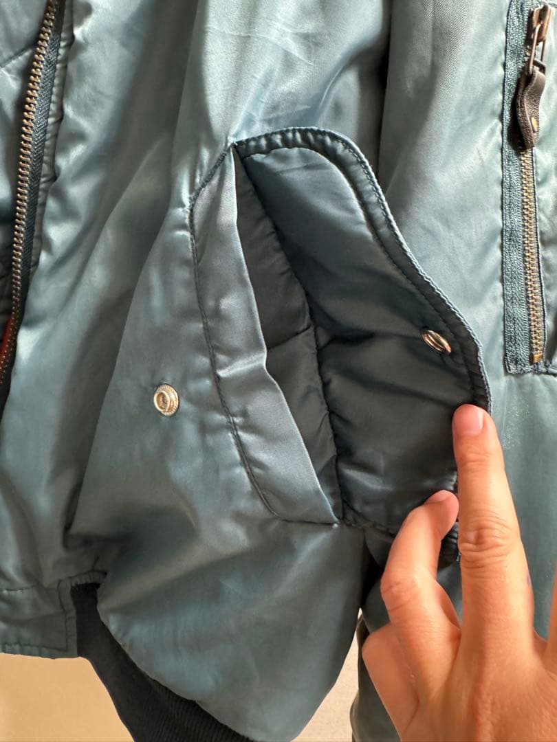 ユーロ古着　MA-1 FLYING TIGER ブルーグリーン　Lサイズ