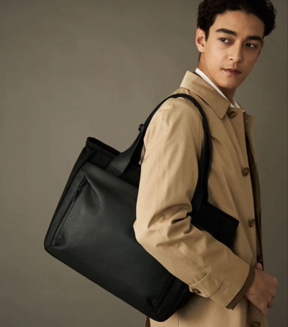 BROSKI AND SUPPLY ブラックレザートートバッグ