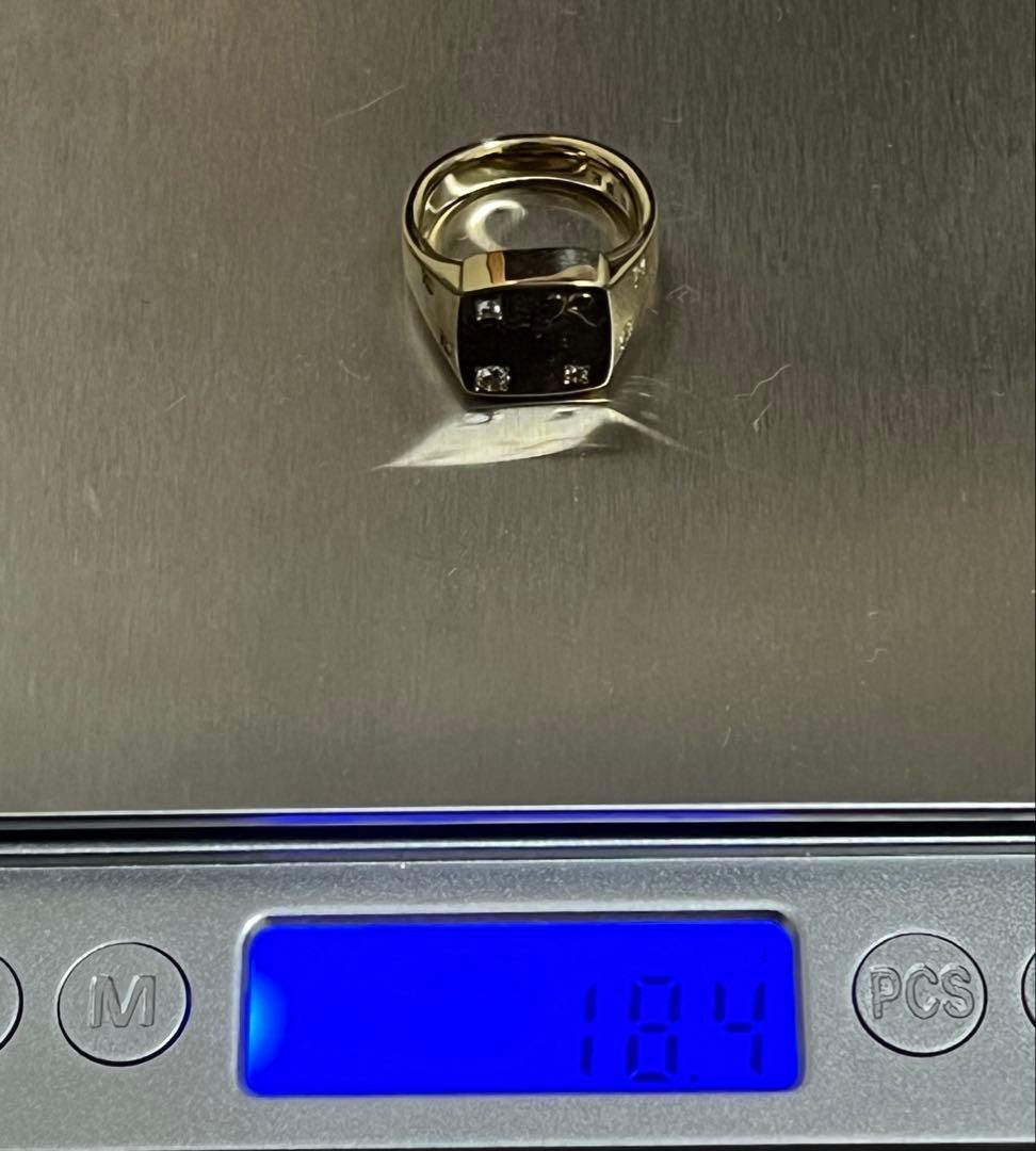 【美品】K18ダイヤ付き印台リング　11号18g