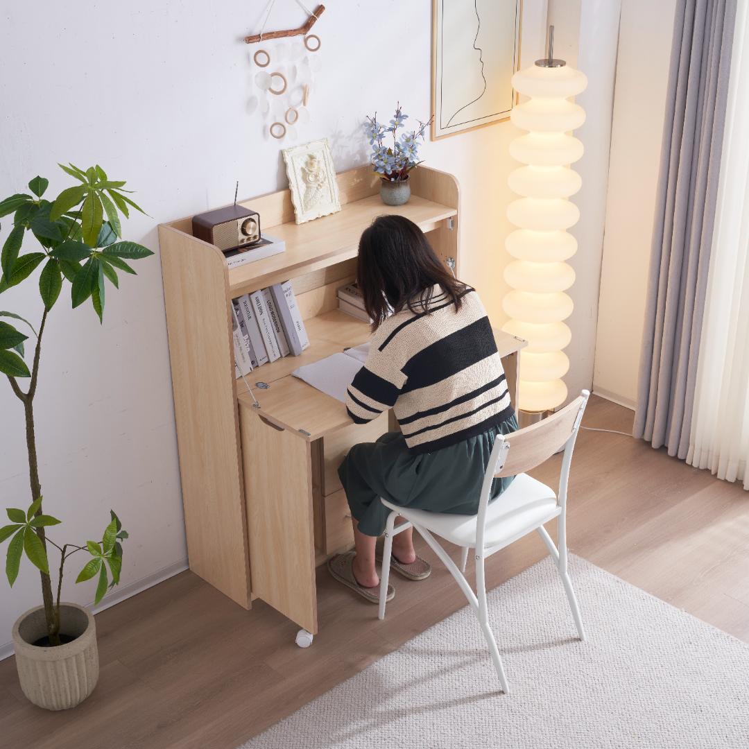 【ナチュラル】学習机 デスク パソコンデスク勉強机 折り畳み天板pcデスク