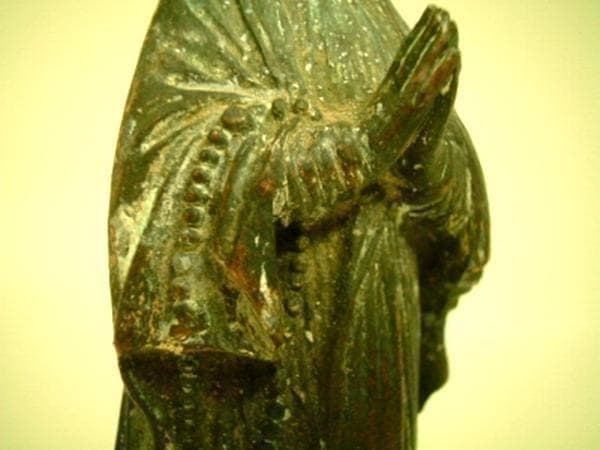 フランス アンティーク ルルドの聖母像 台座教会彫刻 18cm 19世紀頃