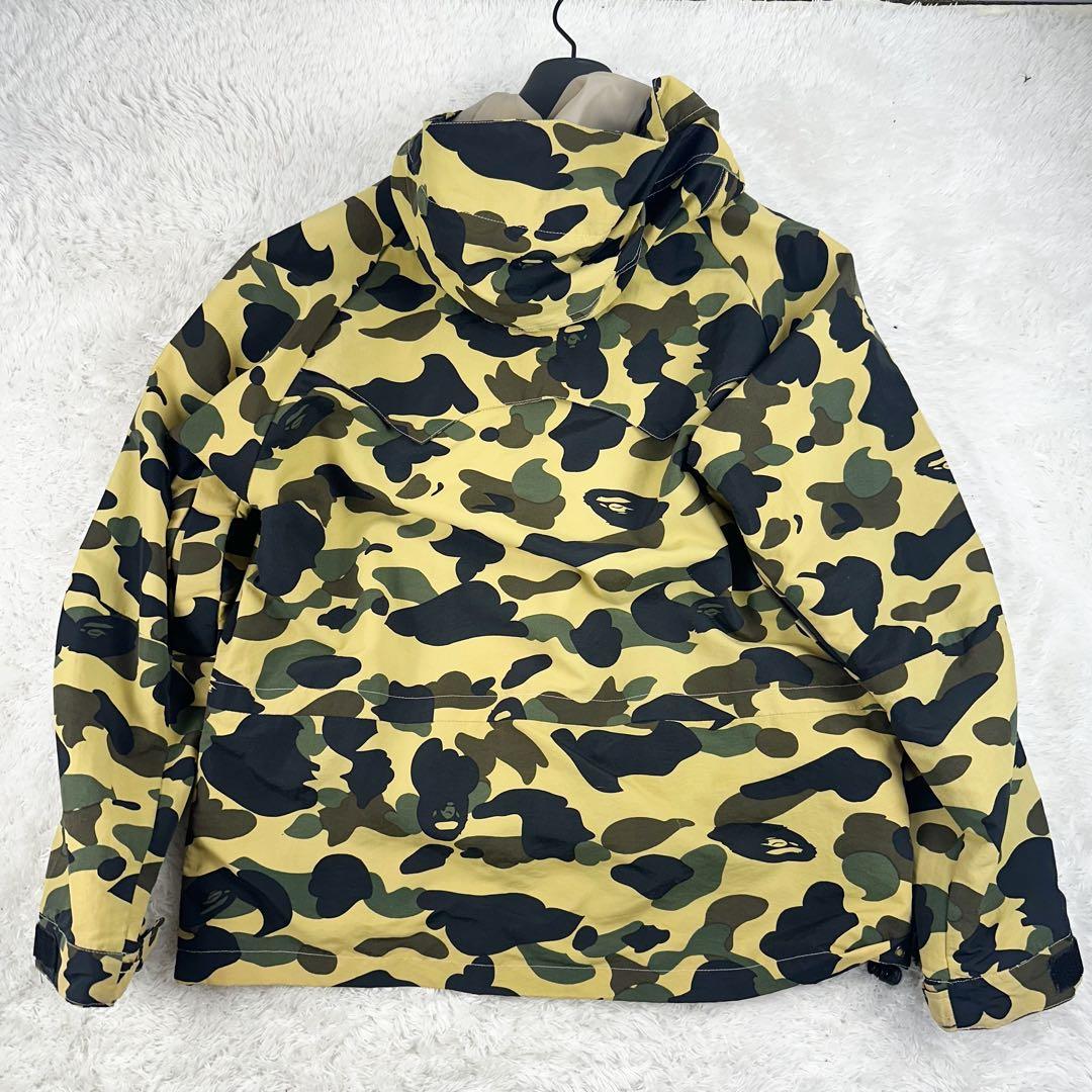 き*う様 ア ベイシング エイプ　1stサル迷彩柄 スノボジャケット 黄色　L