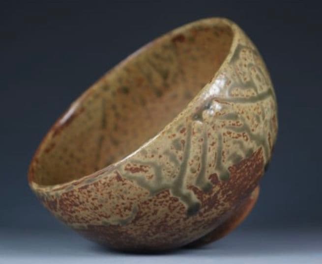 【阿蘇熔岩】火山灰　高田焼　酒井雅女　抹茶碗　阿蘇山図画　焼締　古信楽