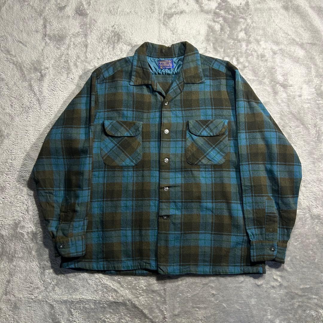 G*r様 60s vintage USA製 ウールチェックボードシャツ 開襟 ボ