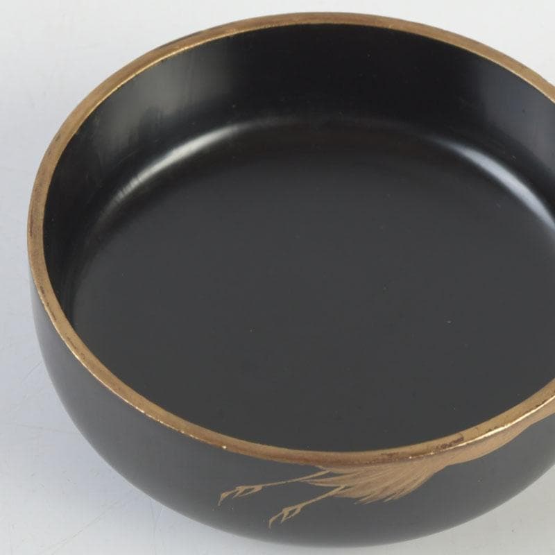 茶道具　黒漆　鳥蒔絵　棗　銘「千歳」　裏千家十一代玄々斎極め箱　V　9787