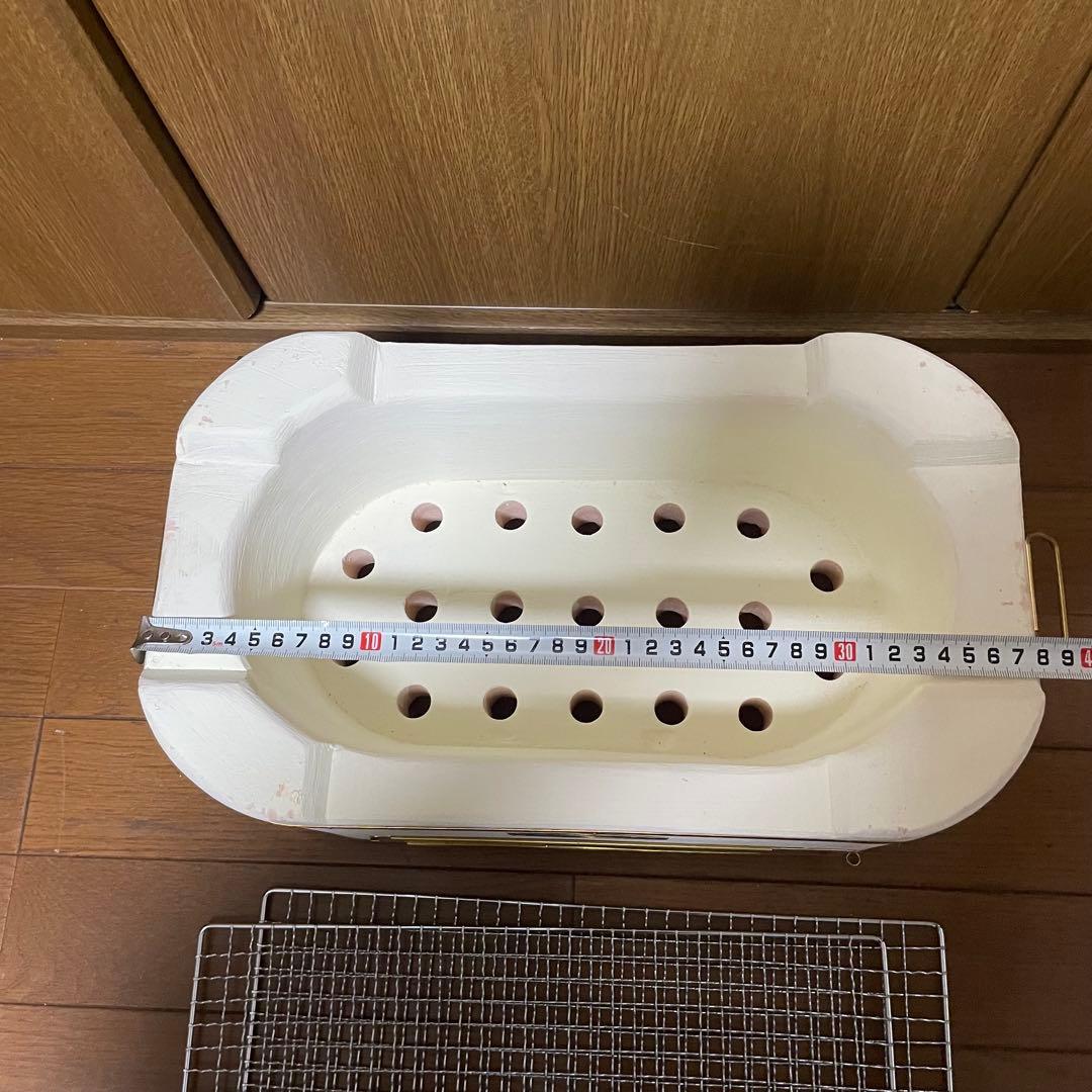 【未使用】丸和工業 能登天然岩 切り出しコンロ 小判七輪 珪藻土 真鍮巻