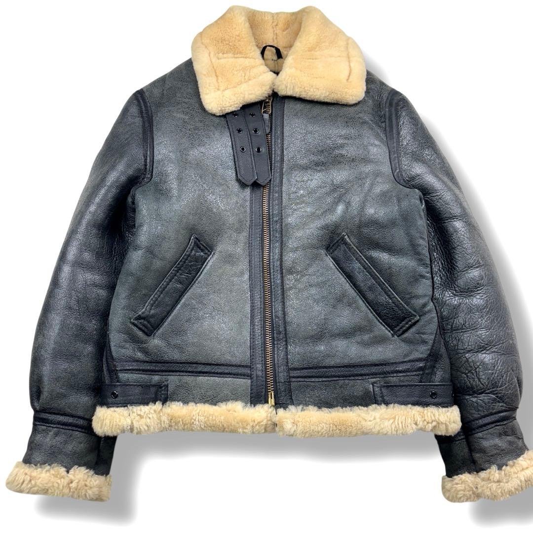 希少 ショット 80s b-3 ムートン フライト ジャケット レザー ボア 黒