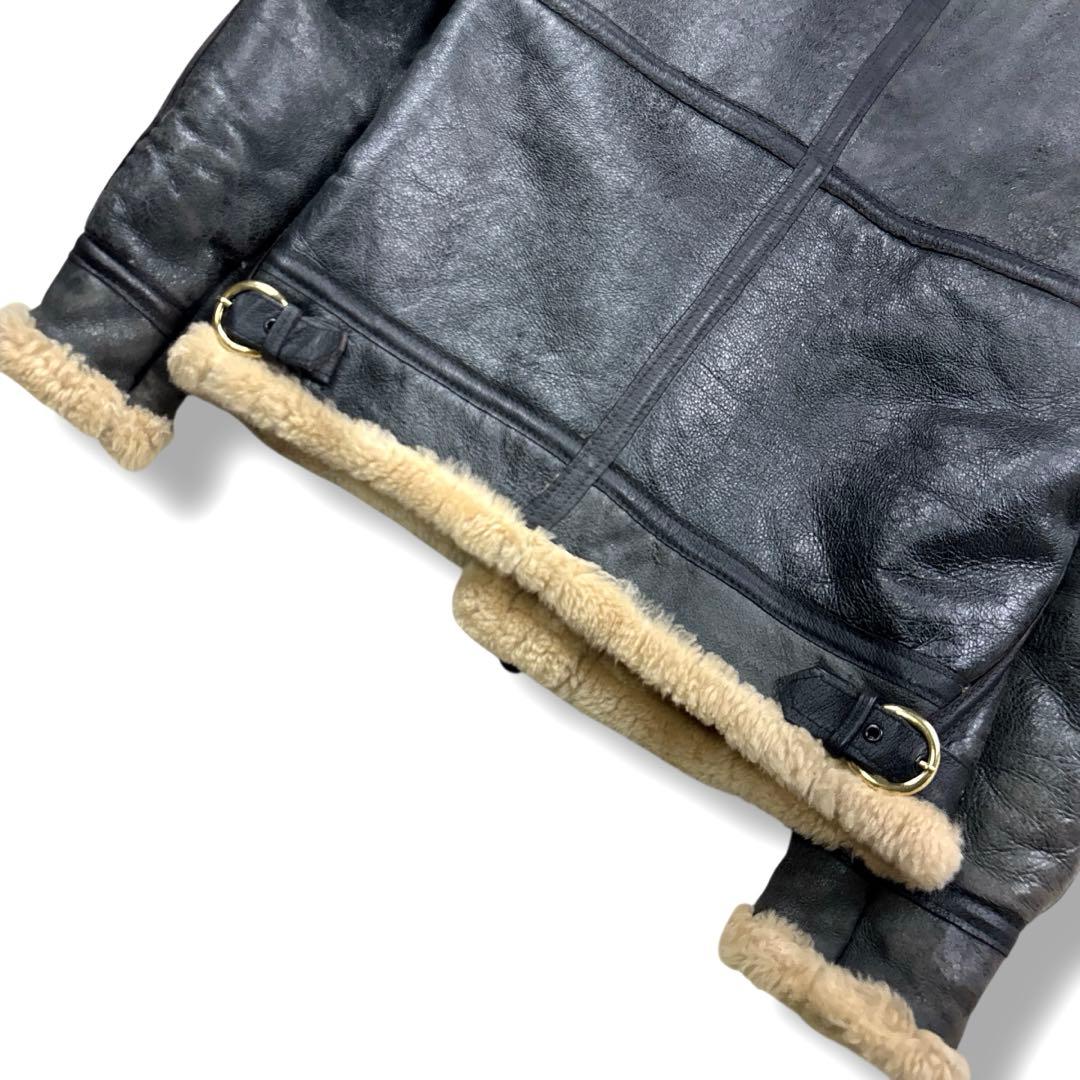 希少 ショット 80s b-3 ムートン フライト ジャケット レザー ボア 黒