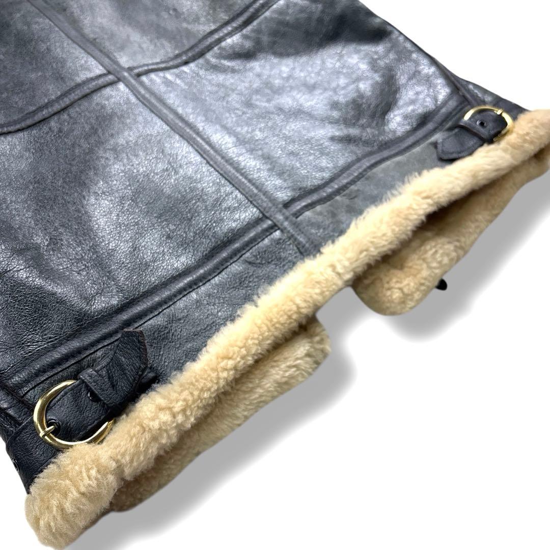 希少 ショット 80s b-3 ムートン フライト ジャケット レザー ボア 黒