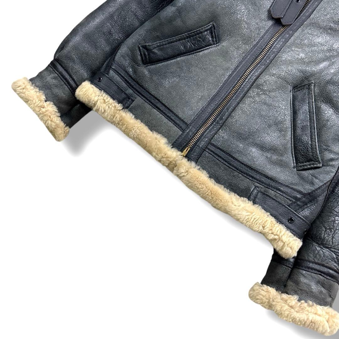 希少 ショット 80s b-3 ムートン フライト ジャケット レザー ボア 黒