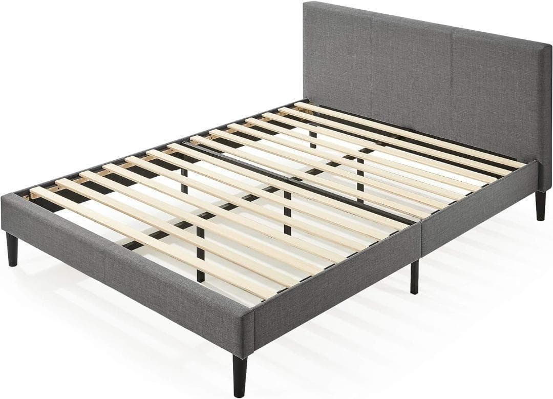 ZINUS 布張り ベッドフレーム セミダブル Platform グレー ジヌス