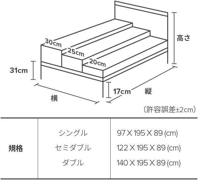 ZINUS 布張り ベッドフレーム セミダブル Platform グレー ジヌス