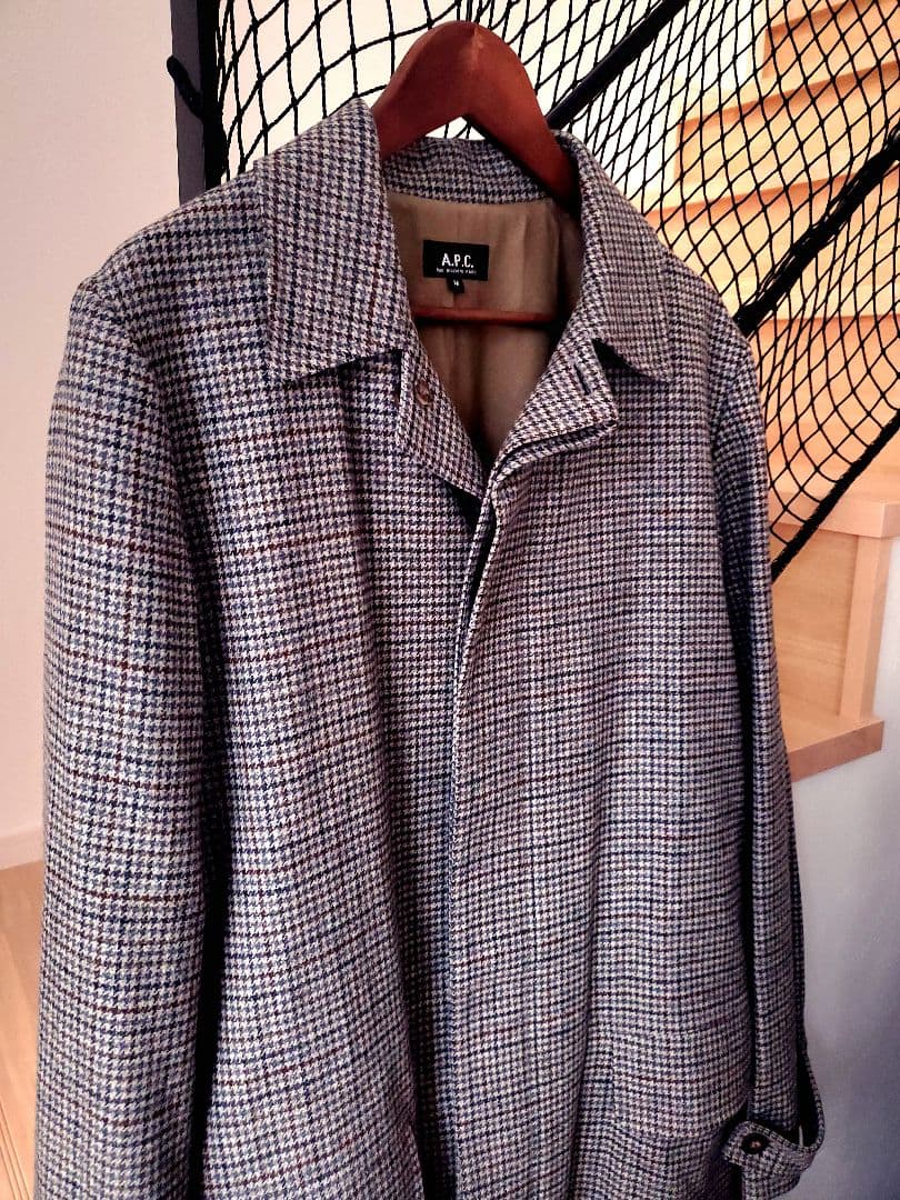 【美品】 A.P.C. ステンカラーコートアーペーセー ハウンドトゥース