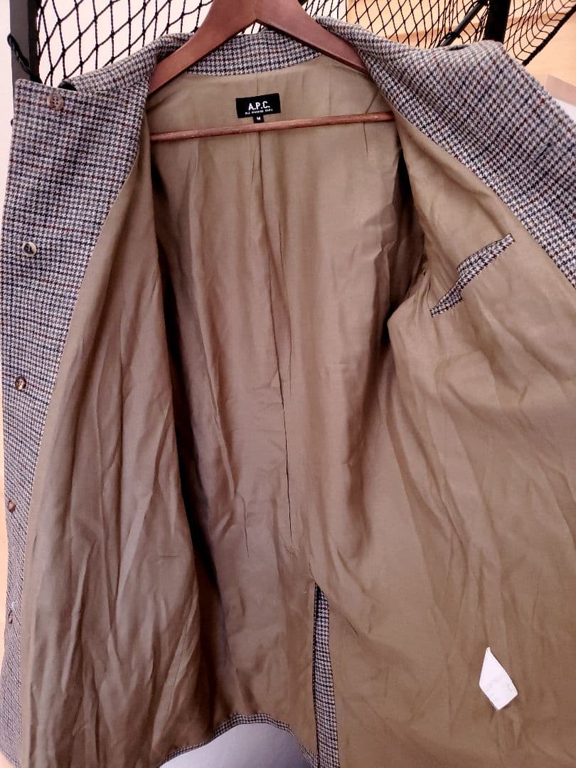 【美品】 A.P.C. ステンカラーコートアーペーセー ハウンドトゥース