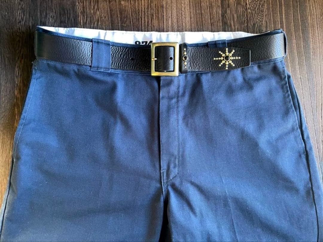 ディッキーズ874専用スタッズベルト　シボ　真鍮　HTC CALEE