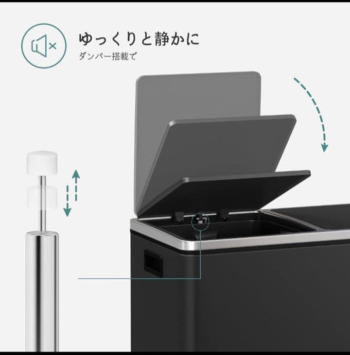 #新品　ゴミ箱 ダストボックス 2分別ペダル式 2x30L ステンレス