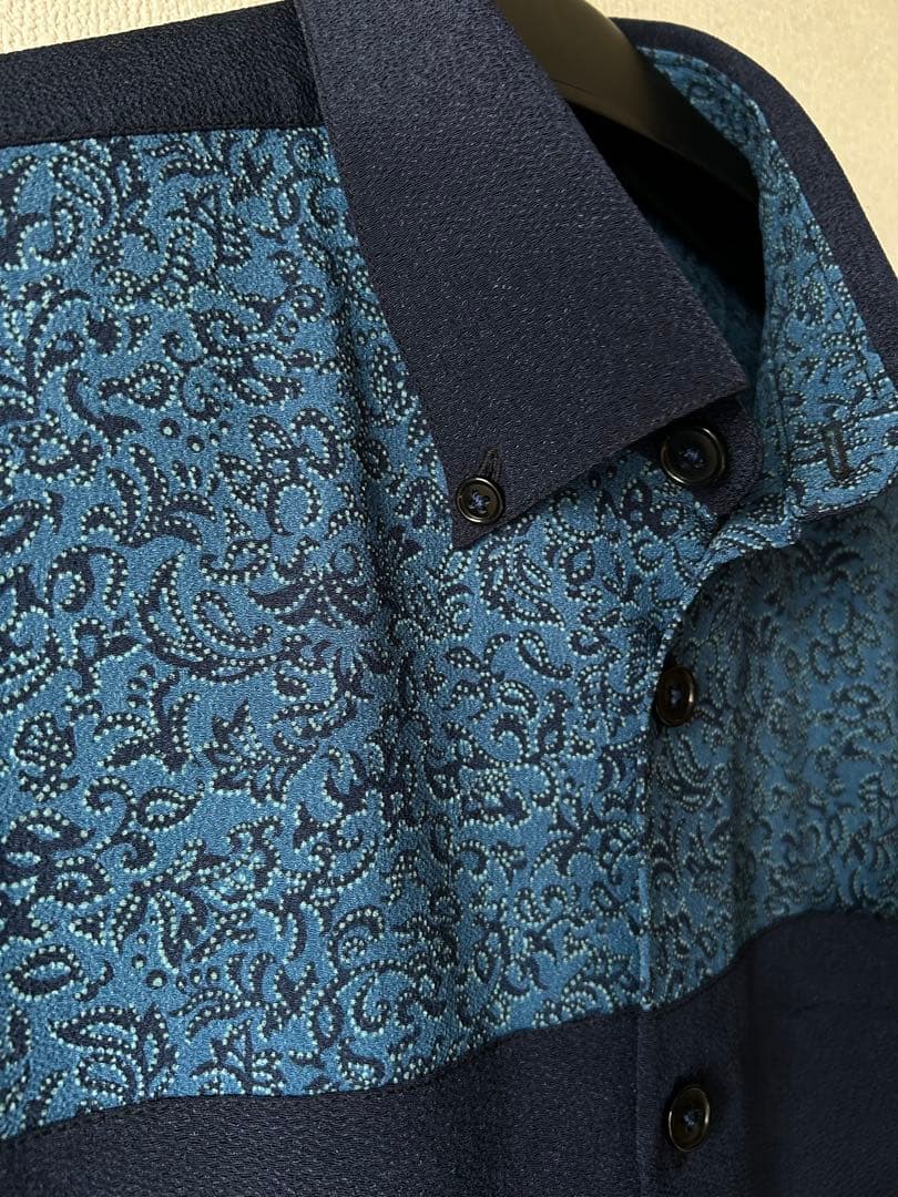 手作りのポリエステル縮緬反物生地メンズかりゆしウェアLLサイズ