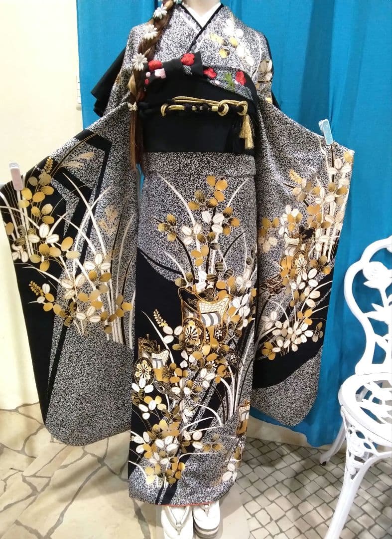 振袖フルセット、正絹振袖成人式、重ね衿、帯揚げ帯締め、袋帯、長襦袢、トールサイズ