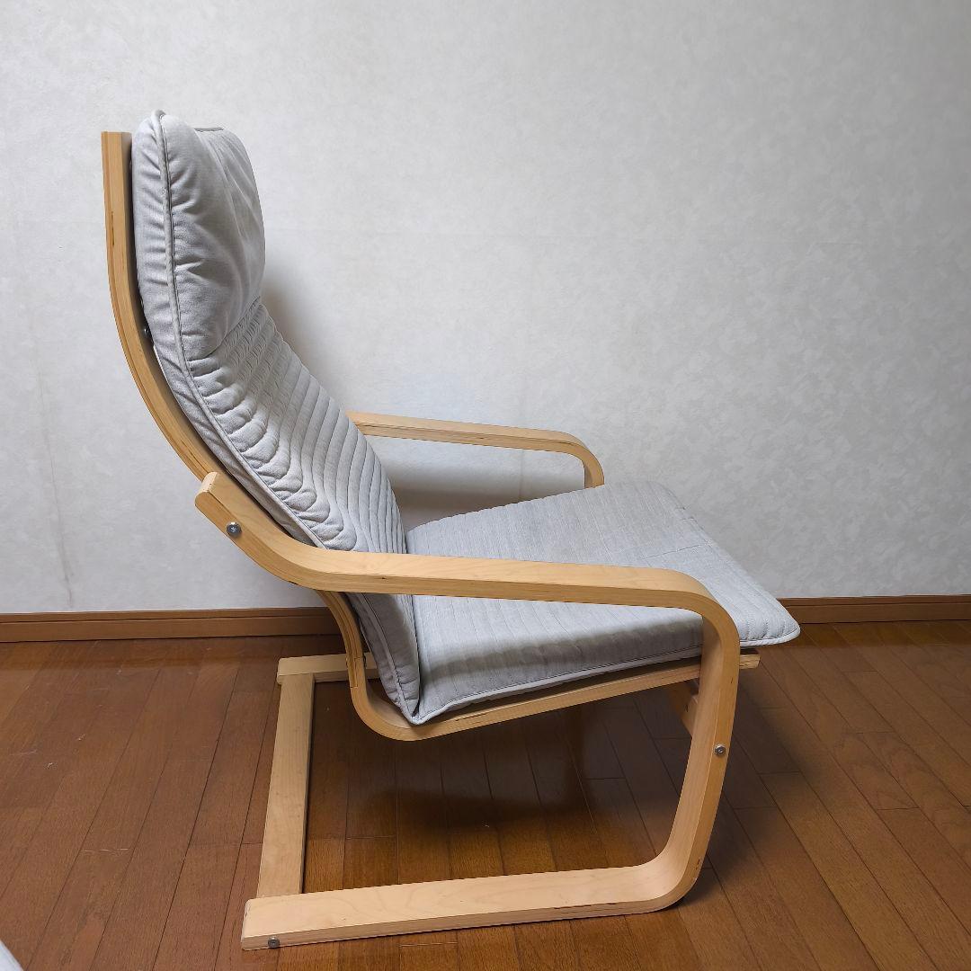 イケア ポエング アームチェア パーソナルチェア＆オットマン, バーチ材 グレー