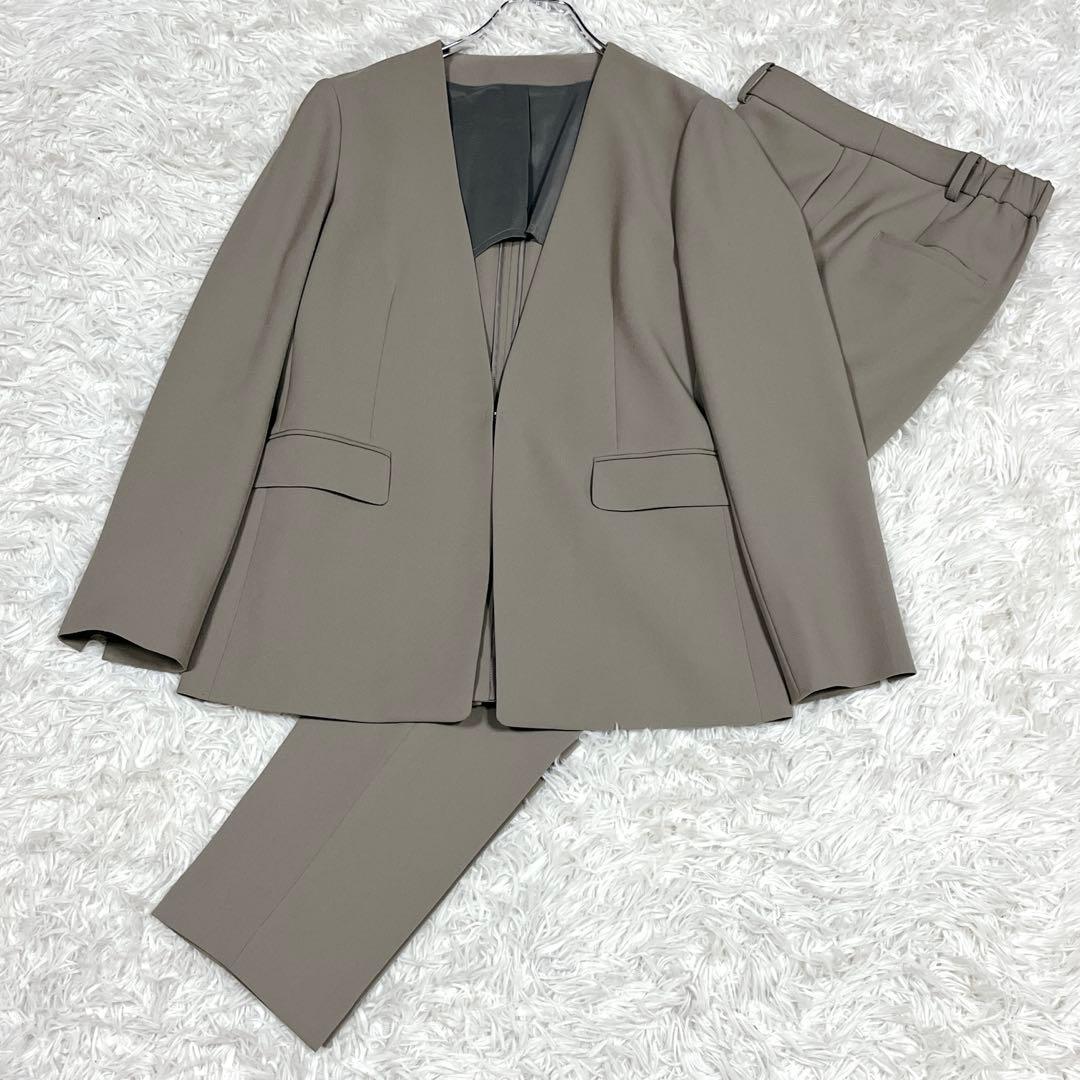 美品✨AOKI Oggiコラボ ノーカラージャケット パンツセットアップスーツ