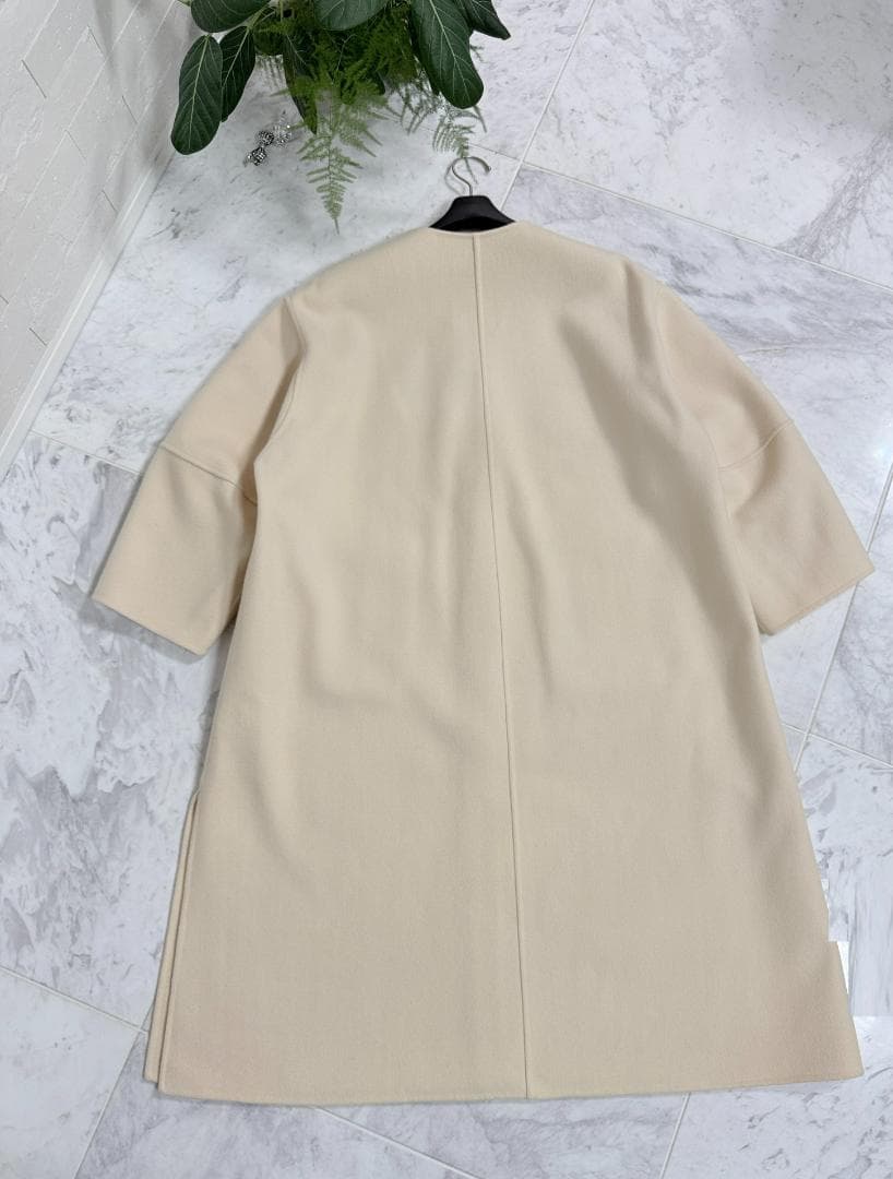 極美品★Drawer/ドゥロワーリバーノーカラコート36