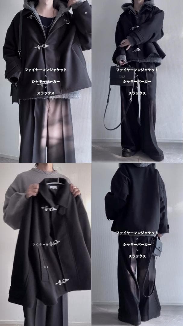 M 目立った傷等無し LILL ショート丈メルトンファイヤーマンブルゾン 黒