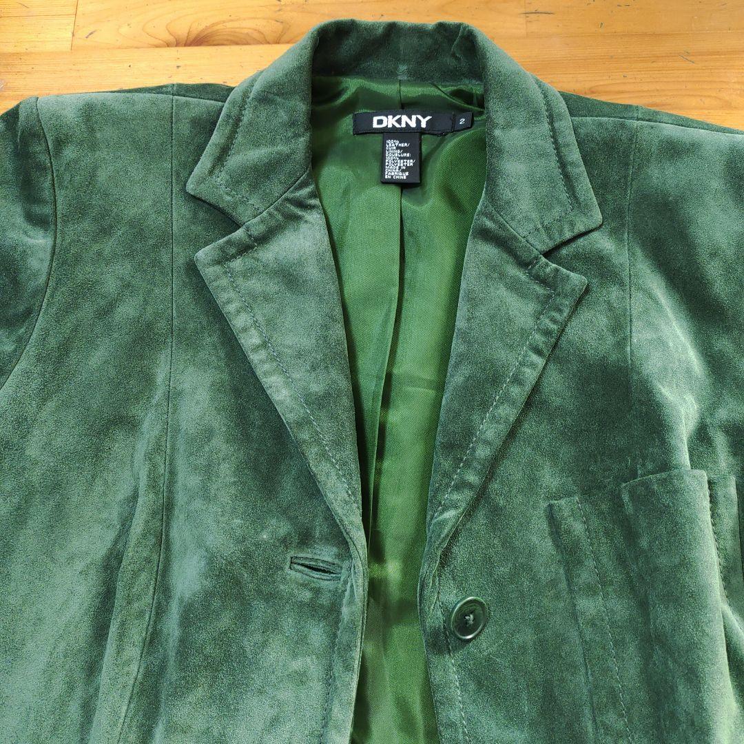 DKNY ダナキャラン　牛革　ジャケット　コート　グリーン　定価89000円