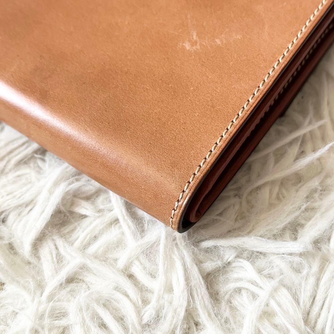 美品✨KTルイストン　三つ折り財布　シェルコードバン　シャンパン　馬革　キャメル
