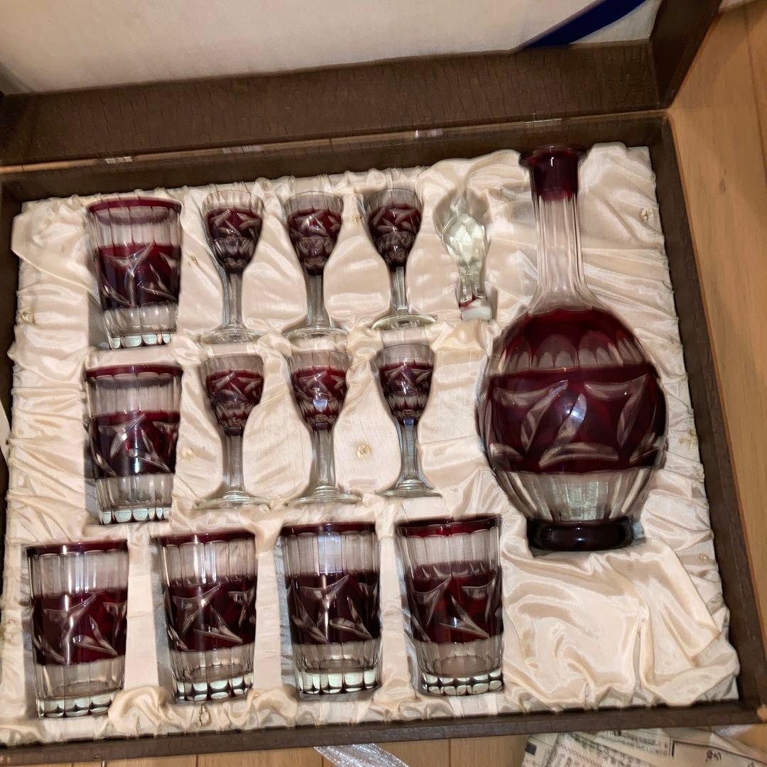 アンティーク切子グラス、デキャンターセット