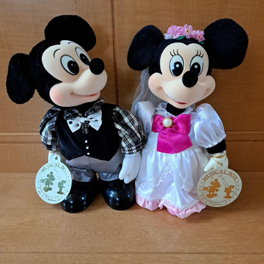 ディズニー ミッキーミニーウェディング 首振り人形 オルゴール レトロ