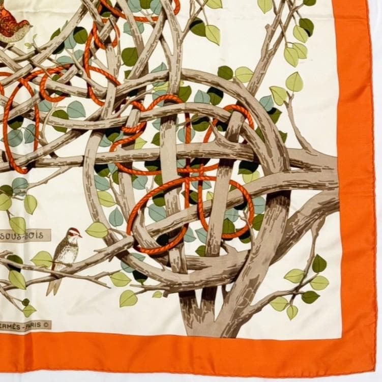 HERMES エルメス カレ90 SOUS BOIS スカーフ タグなし