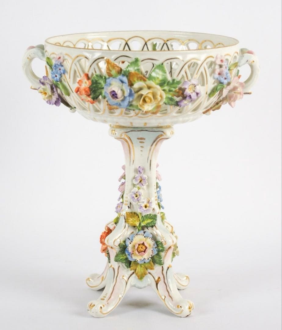 ドレスデン　「花文透かしコンポート」