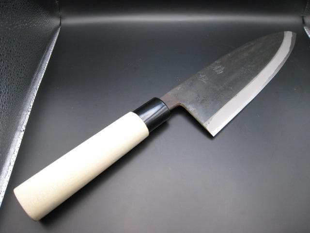 [新品未使用] 鮭切り 240mm 白紙3号 黒打ち仕上げ 朴木 丸形