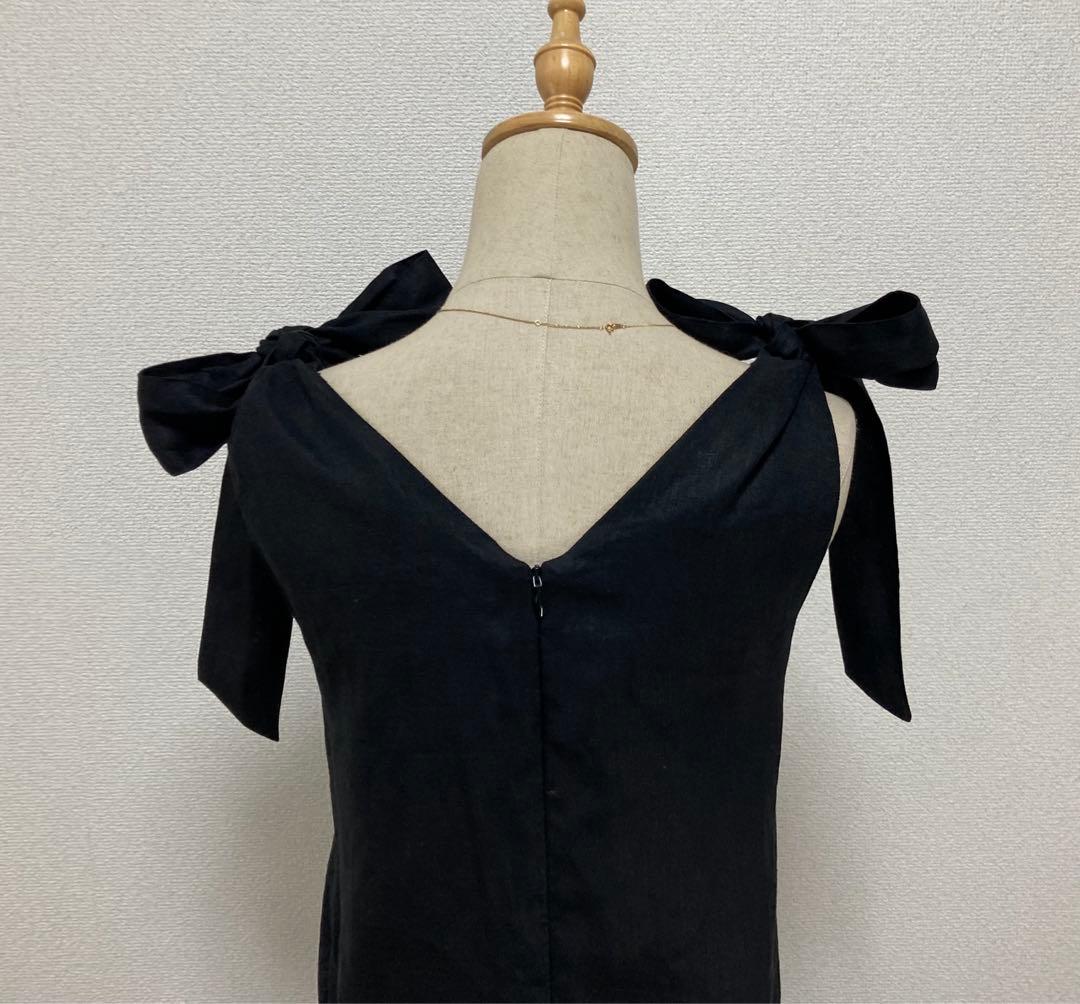 新品未使用タグ付ツルバイマリコオイカワリボン付ロングオールインワン34ブラック