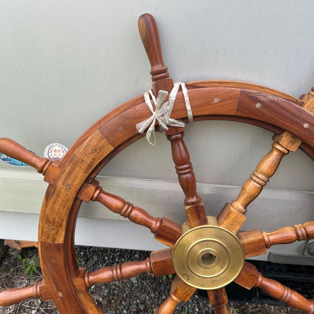 船　進行方向　操作　舵輪　だりん　操舵輪　そうだりん　木製 8本ハンドル