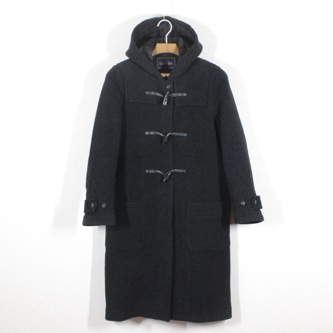 57【極美品】イーストボーイ ダッフルコート 9 グレー M ロング カシミヤ入