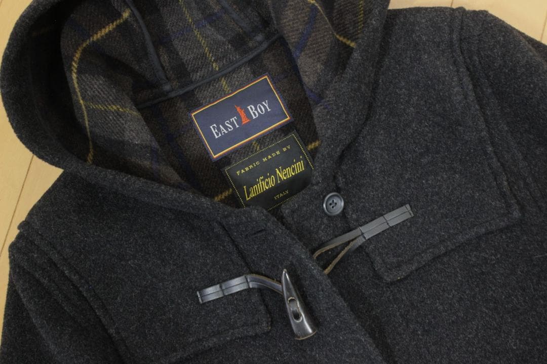 57【極美品】イーストボーイ ダッフルコート 9 グレー M ロング カシミヤ入