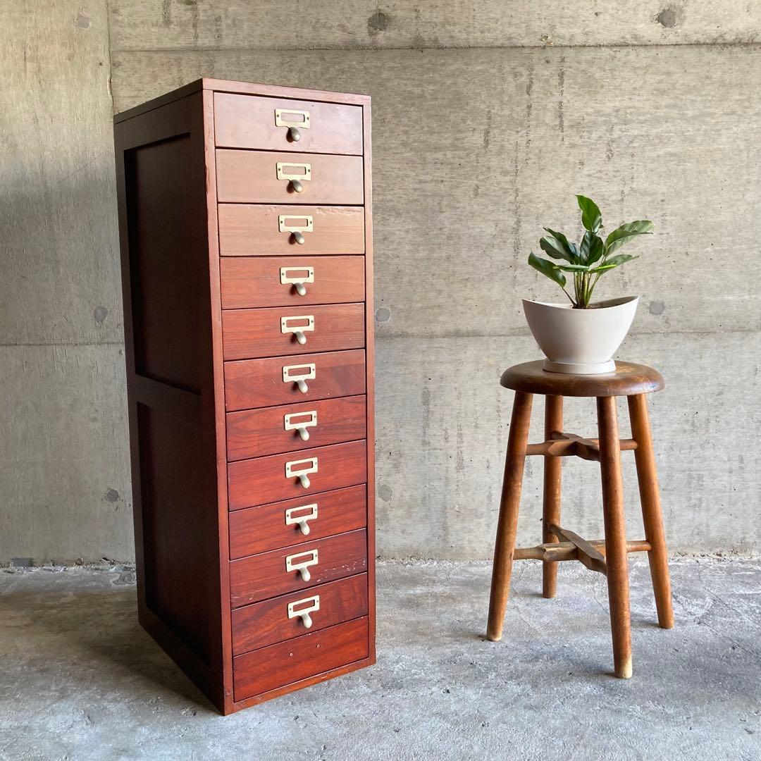 木製 ラック チェスト 引き出し 小物入れ 書類 12杯 縦長 家具 レトロ