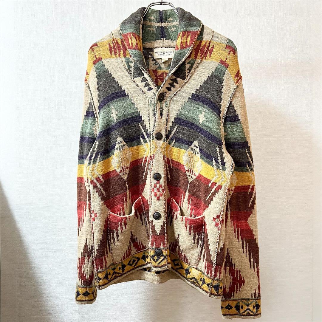 デニム＆サプライ ラルフローレン ナバホニットカーディガン コットンニット