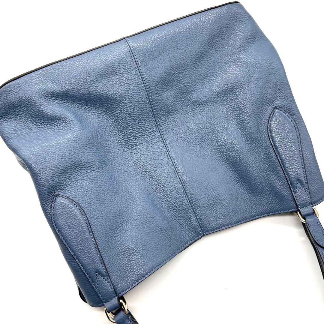 【極上美品】正規店購入 フルラ レザー トートバッグ 肩掛け 大容量 綺麗 青系