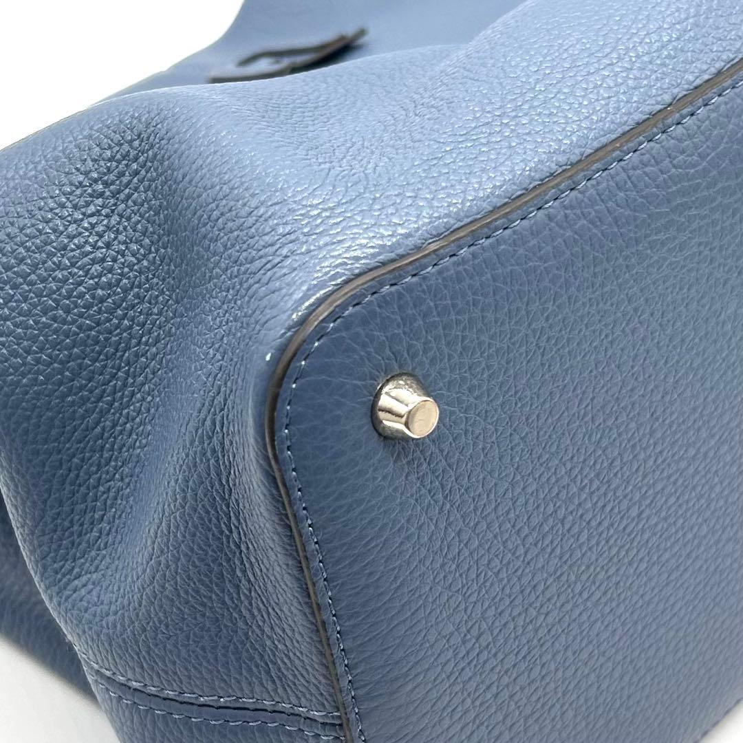 【極上美品】正規店購入 フルラ レザー トートバッグ 肩掛け 大容量 綺麗 青系