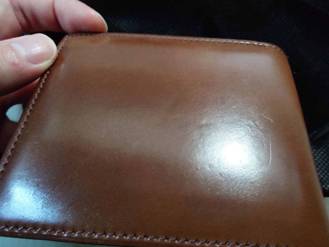 Flathority 二つ折り財布 シェルコードバン　バーボン