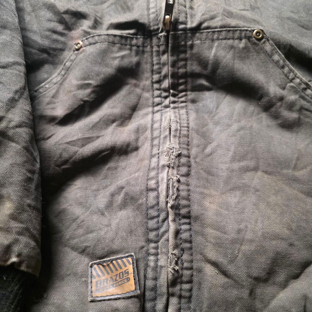 BRAZOSダック地アクティブジャケットフーディー企業ロゴフェードグランジボロL