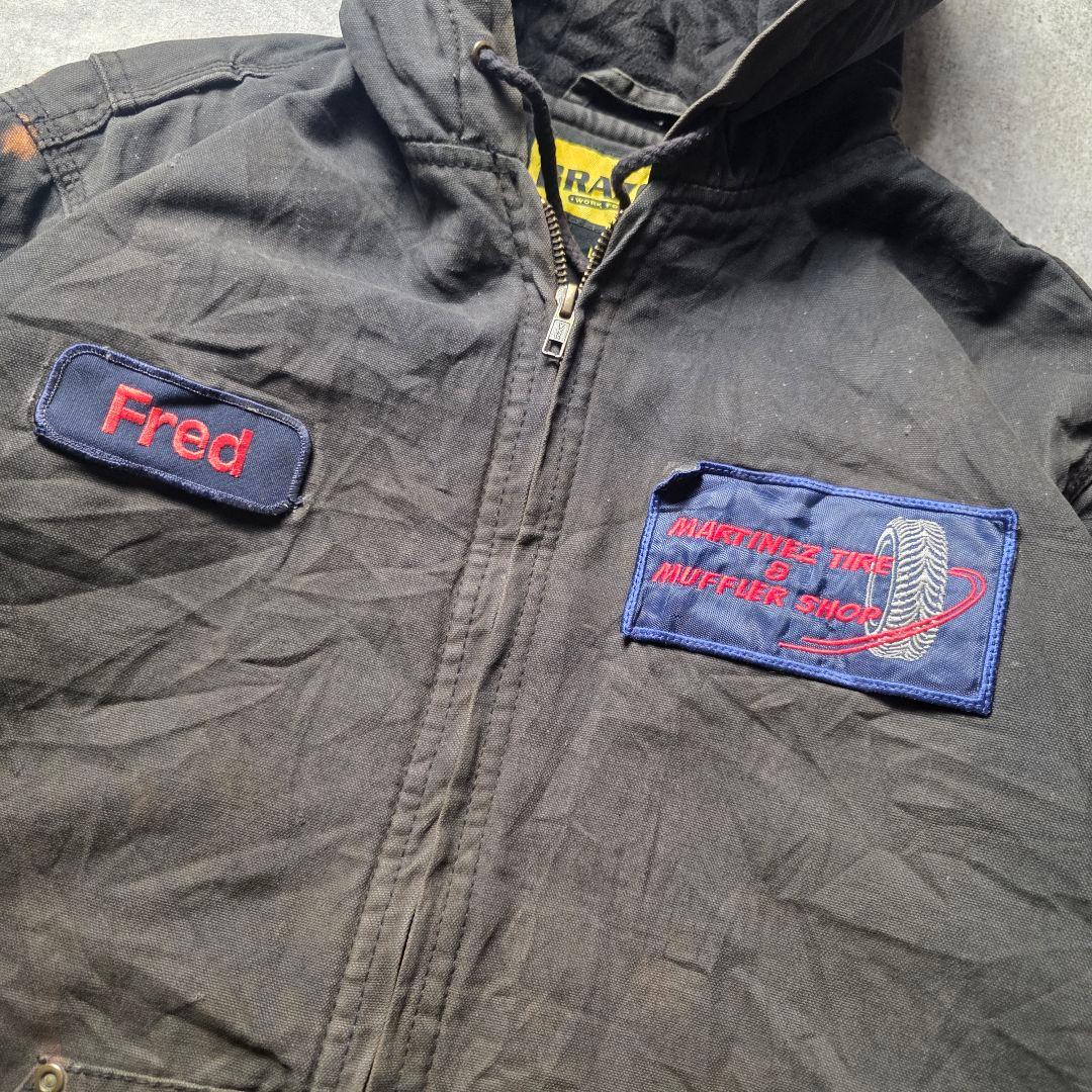 BRAZOSダック地アクティブジャケットフーディー企業ロゴフェードグランジボロL