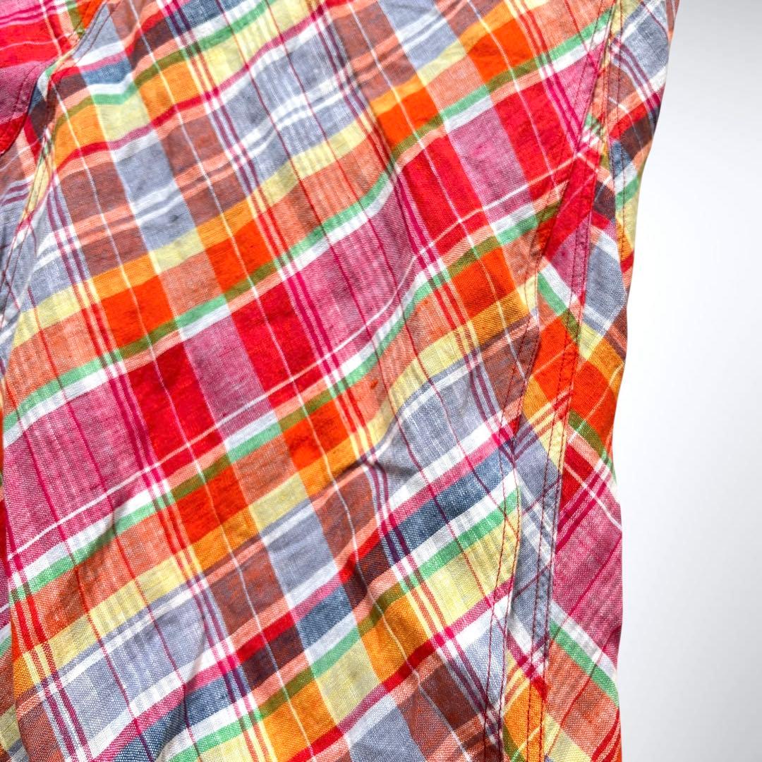 2024ss ポロラルフローレン チェックリネンラップスカート 巻きスカート 0