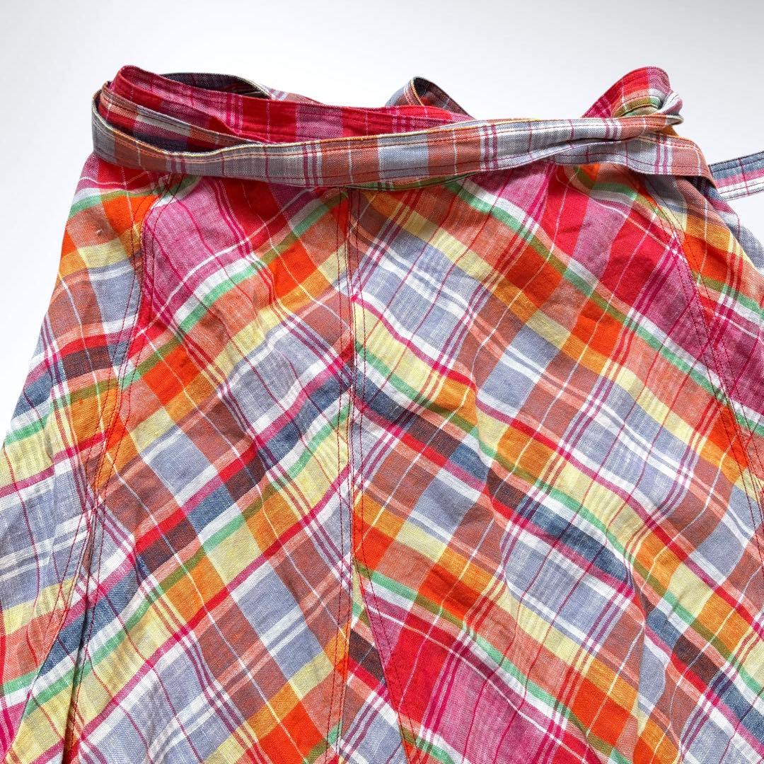 2024ss ポロラルフローレン チェックリネンラップスカート 巻きスカート 0