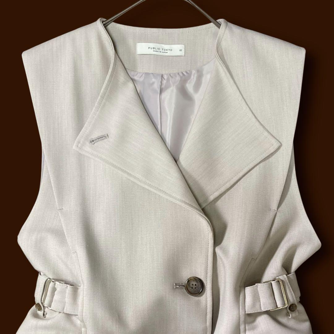 極美品 パブリックトウキョウ 25SS ベルテッドジレワンピース マキシ 洗える